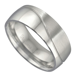 Nemesacél karikagyűrű magasfényű polírozással és matt felülettel