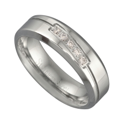 Nemesacél karikagyűrű magasfényű polírozással és matt felülettel, valamint cirkónia drágakövekkel