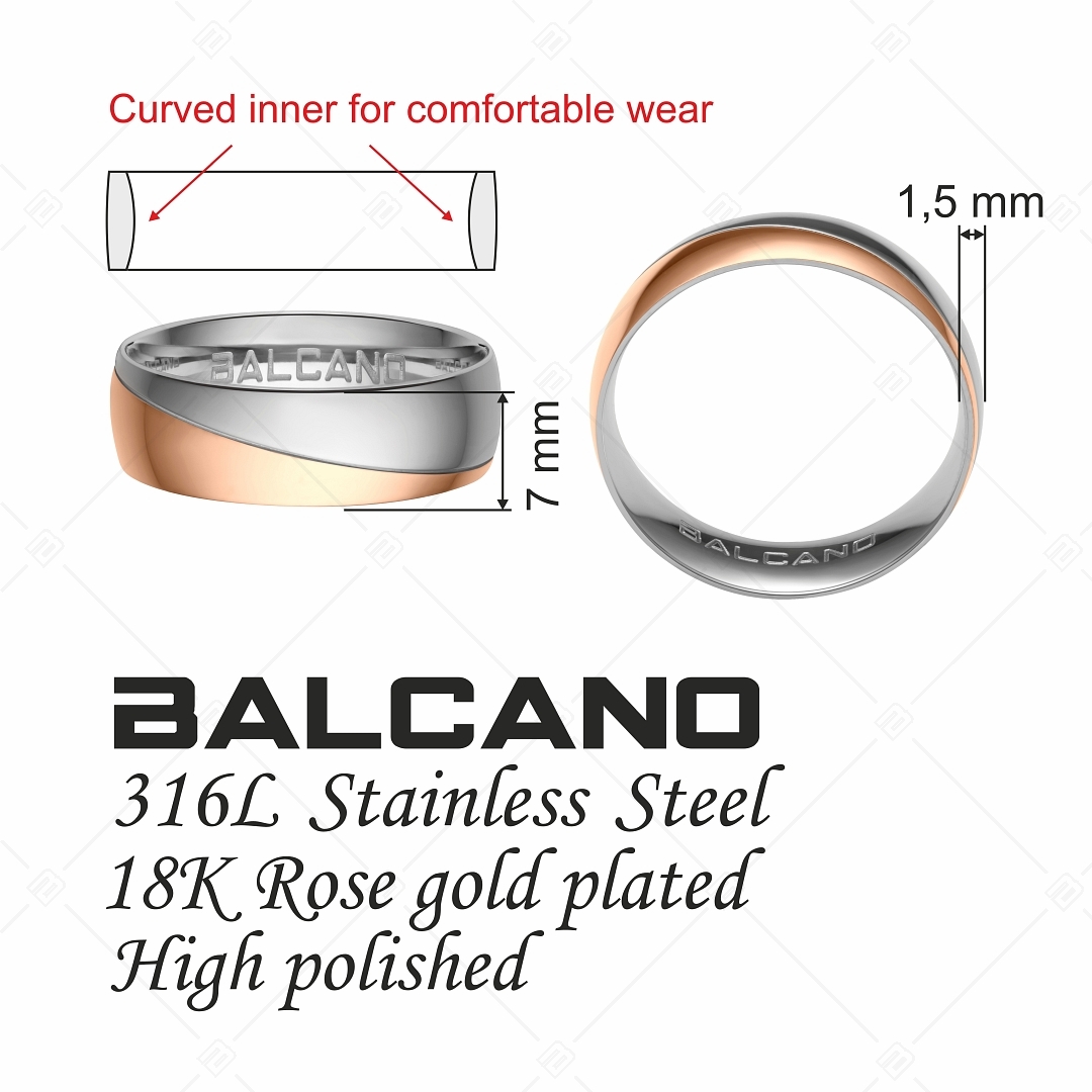 BALCANO - Regal / Nemesacél karikagyűrű 18K rozé arany bevonattal (030030ZY99)