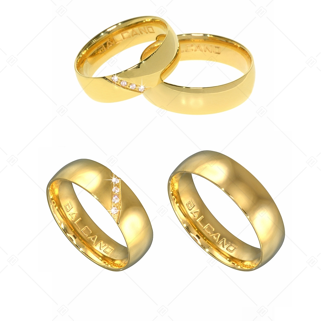 BALCANO - Solis / Nemesacél karikagyűrű 18K arany bevonattal és cirkónia drágakövekkel (030034ZY00)