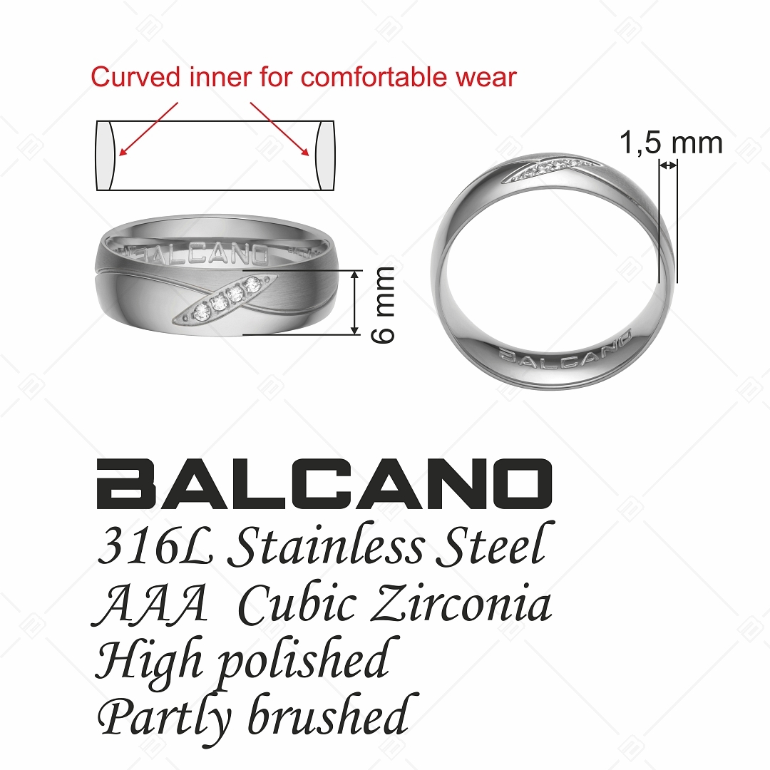 BALCANO - Unda / Nemesacél karikagyűrű cirkónia drágakövekkel (030035ZY00)