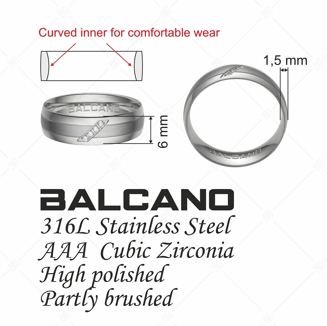 BALCANO - Elice / Nemesacél karikagyűrű cirkónia drágakövekkel (030037ZY00)