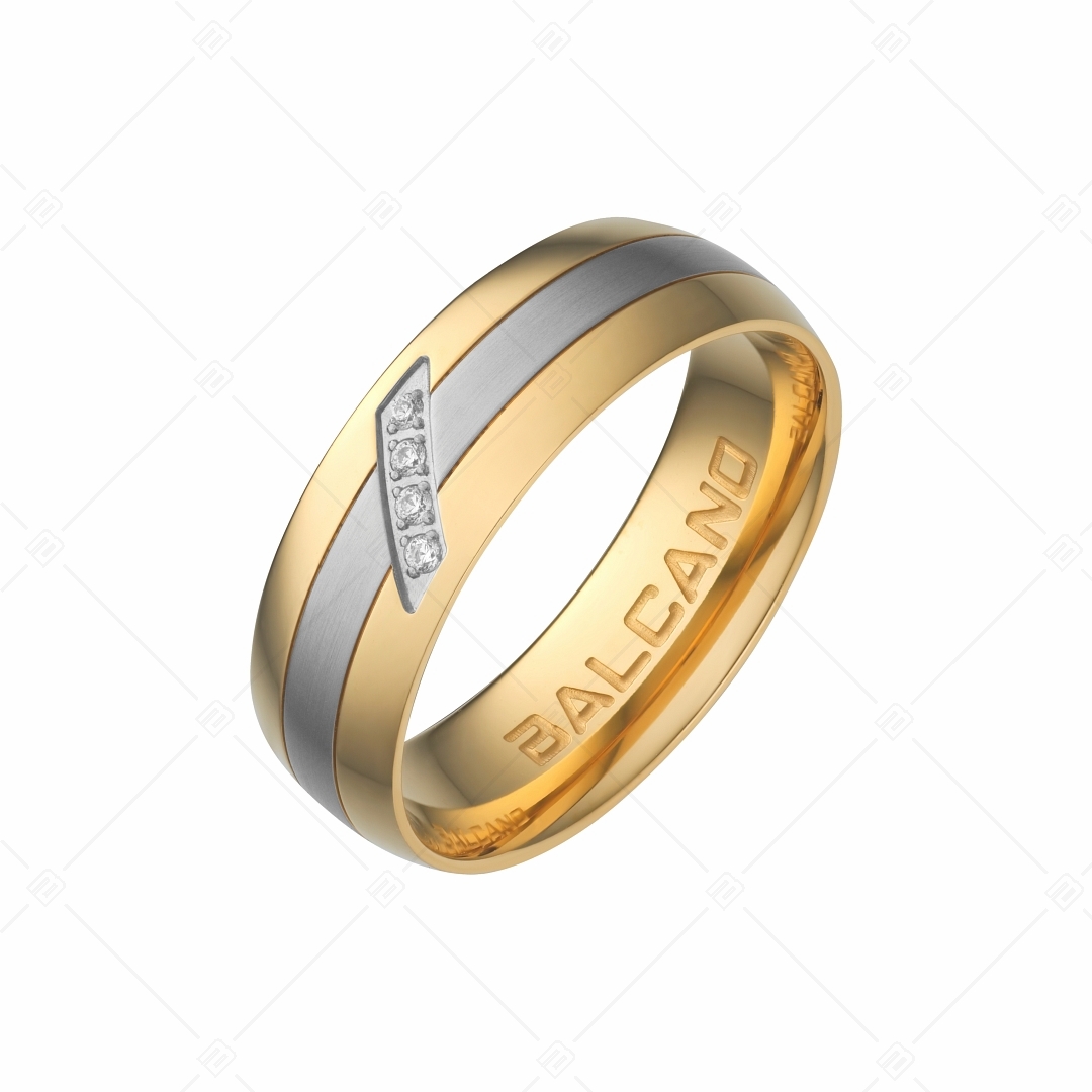 BALCANO - Elice / Nemesacél karikagyűrű 18K arany bevonattal és cirkónia drágakővel (030038ZY00)