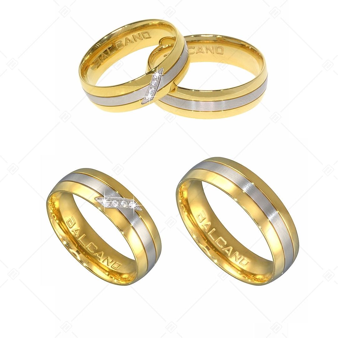 BALCANO - Elice / Nemesacél karikagyűrű 18K arany bevonattal és cirkónia drágakővel (030038ZY00)