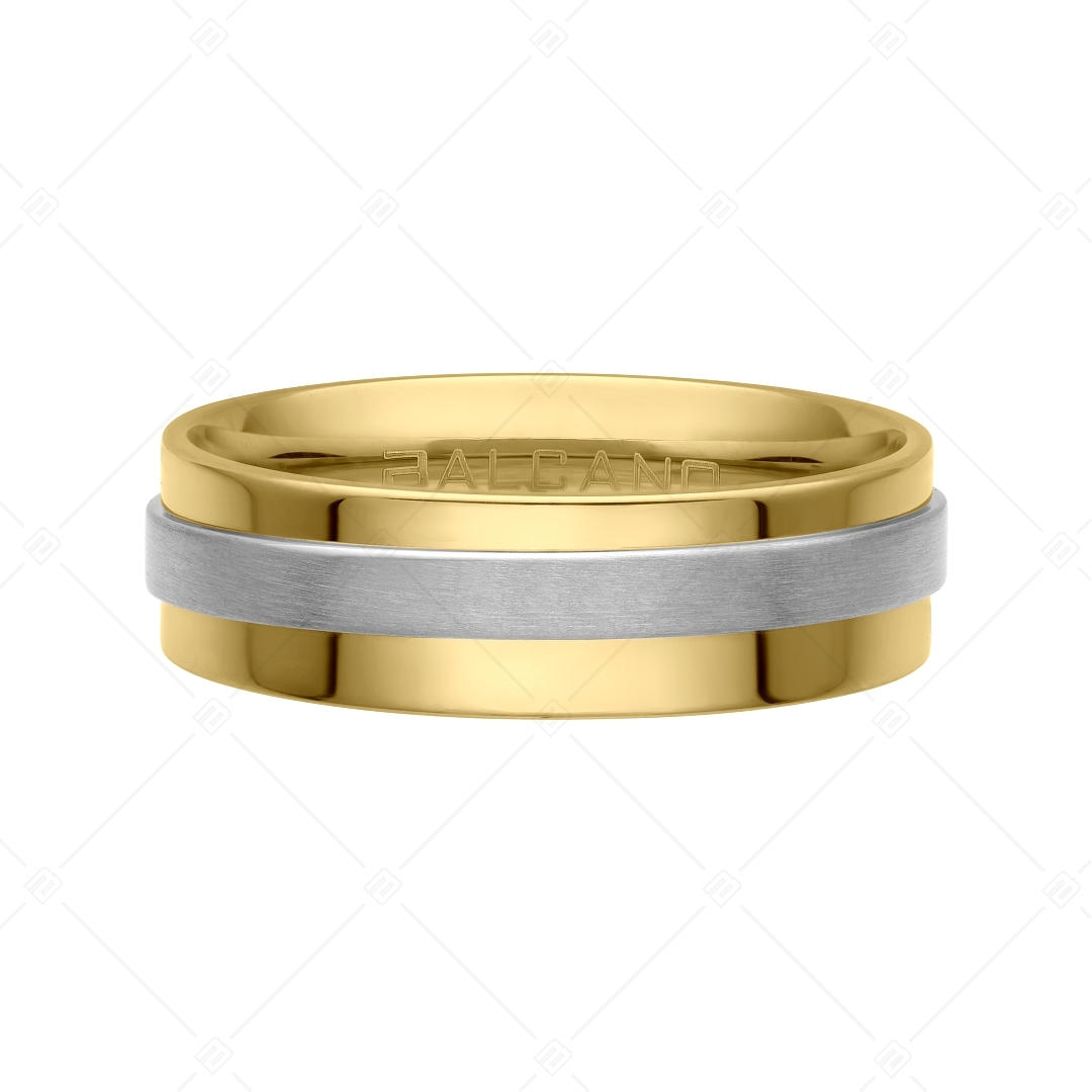 BALCANO - Kris / Nemesacél karikagyűrű 18K arany bevonattal, mattított csiszolású övvel (030042ZY99)