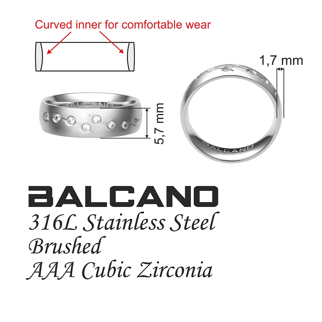 BALCANO - Universo / Nemesacél karikagyűrű cirkónia drágakövekkel (030044ZY00)