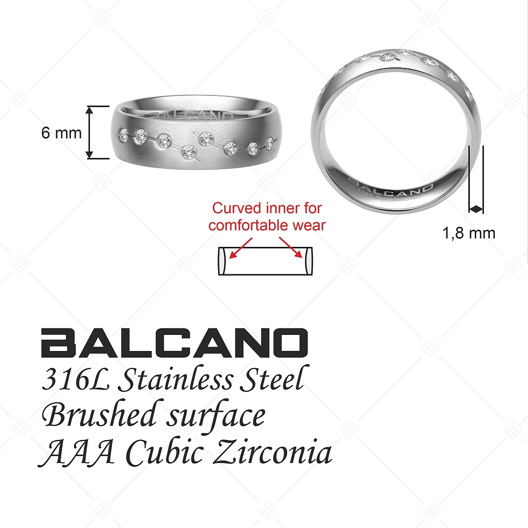 BALCANO - Universo / Nemesacél karikagyűrű cirkónia drágakövekkel (030044ZY00)