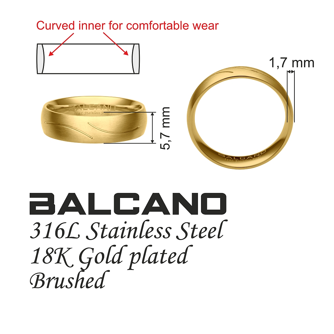 BALCANO - Universo / Nemesacél karikagyűrű 18K arany bevonattal (030045ZY99)