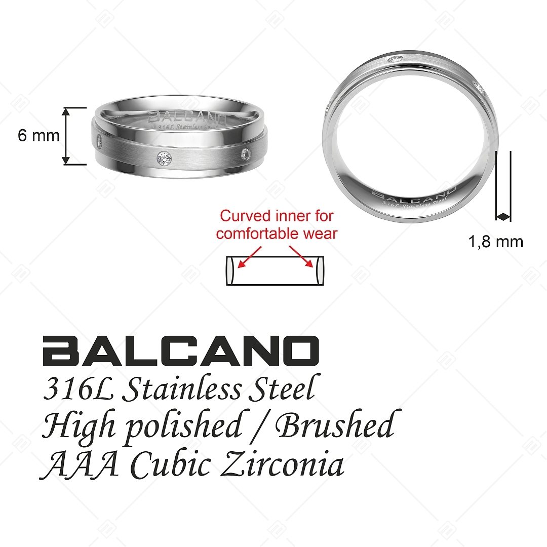 BALCANO - Palmer / Nemesacél karikagyűrű cirkónia drágakövekkel (030046ZY00)