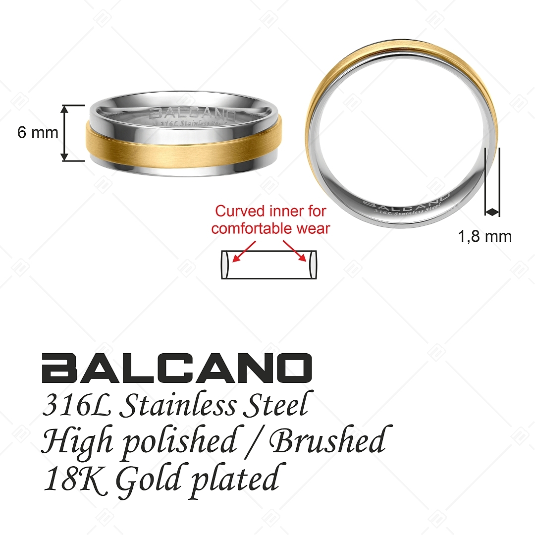 BALCANO - Palmer / Nemesacél karikagyűrű 18K arany bevonattal (030047ZY99)
