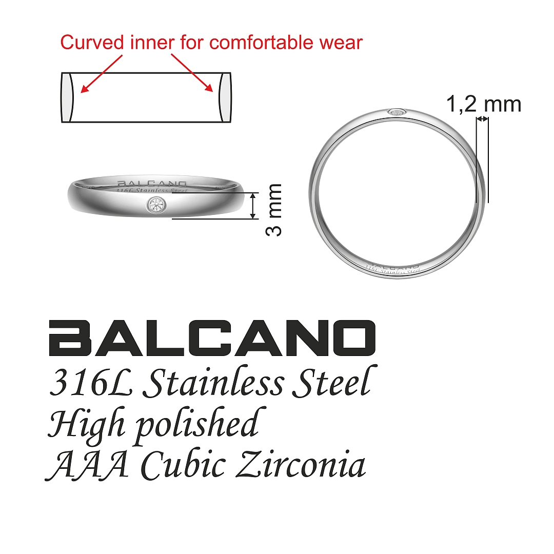 BALCANO - Slim / Nemesacél karikagyűrű cirkónia drágakövekkel (030048ZY00)