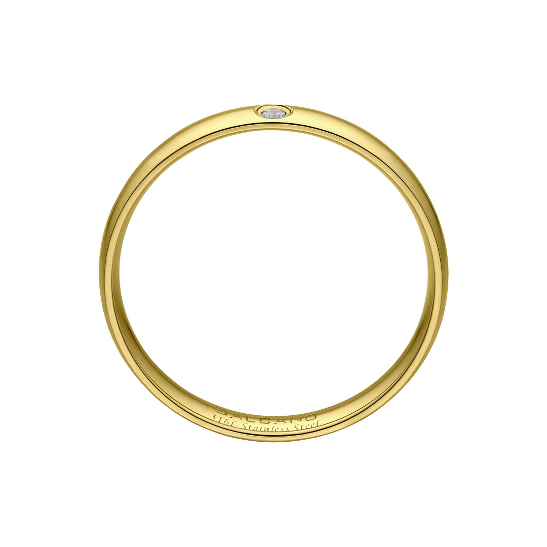 BALCANO -  / Nemesacél karikagyűrű cirkónia drágakövekkel, 18K arany bevonattal (030049ZY00)