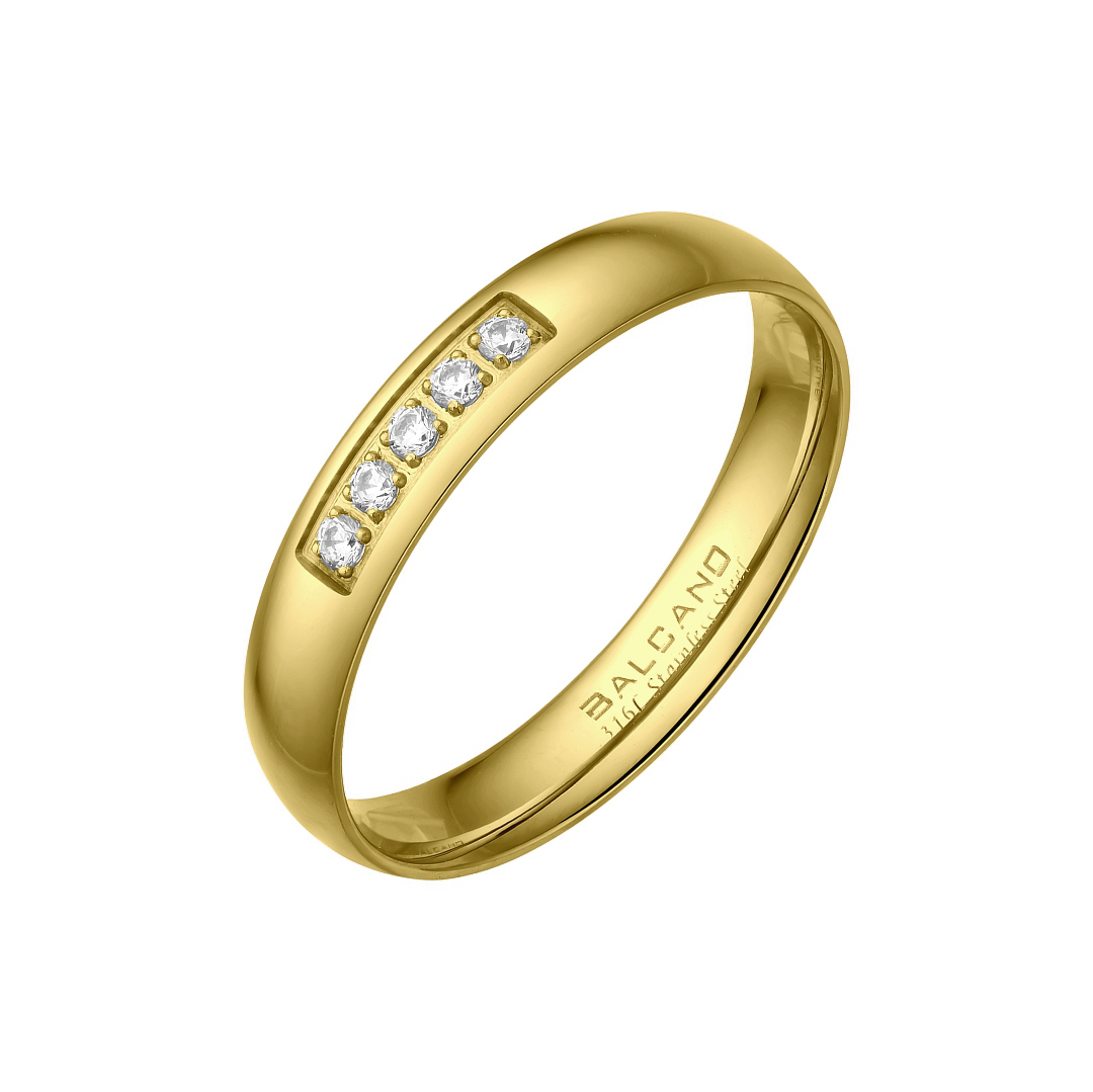 BALCANO -  / Nemesacél karikagyűrű cirkónia drágakövekkel, 18K arany bevonattal (030051ZY00)