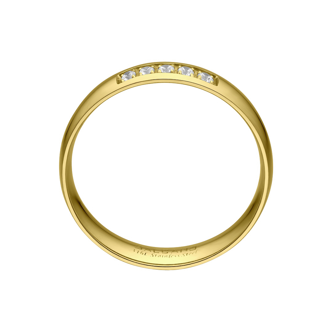 BALCANO -  / Nemesacél karikagyűrű cirkónia drágakövekkel, 18K arany bevonattal (030051ZY00)