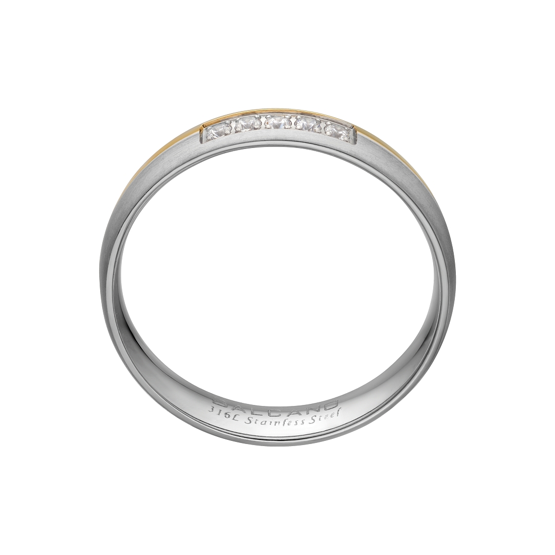 BALCANO -  / Nemesacél karikagyűrű cirkónia drágakövekkel, 18K arany bevonattal (030052ZY00)