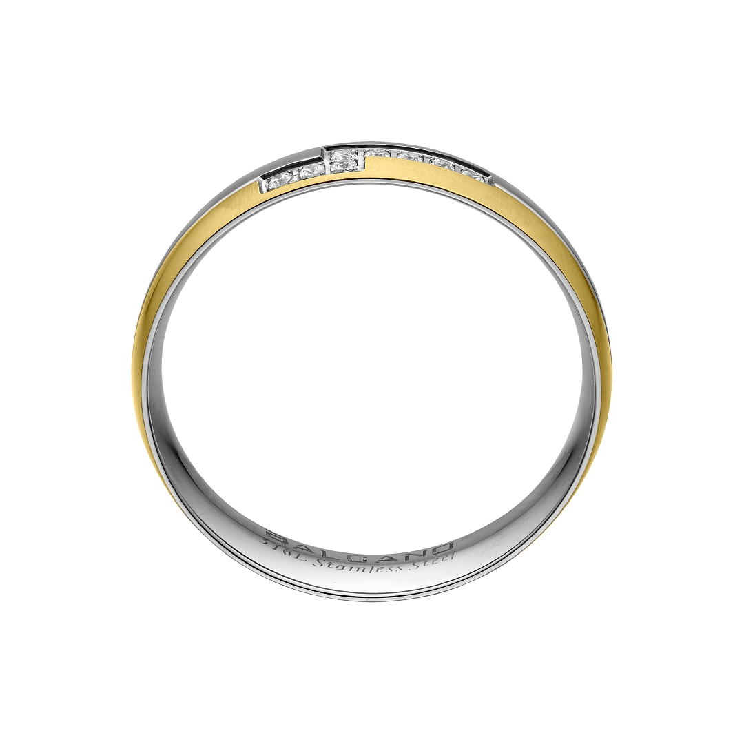 BALCANO -  / Nemesacél karikagyűrű cirkónia drágakövekkel, 18K arany bevonattal (030053ZY00)