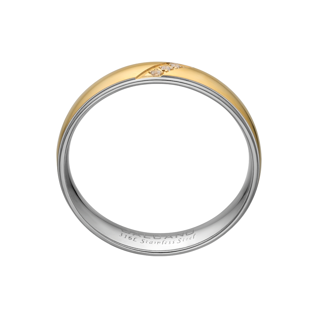 BALCANO -  / Nemesacél karikagyűrű cirkónia drágakövekkel, 18K arany bevonattal (030054ZY00)