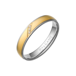 BALCANO -  / Nemesacél karikagyűrű cirkónia drágakövekkel, 18K arany bevonattal