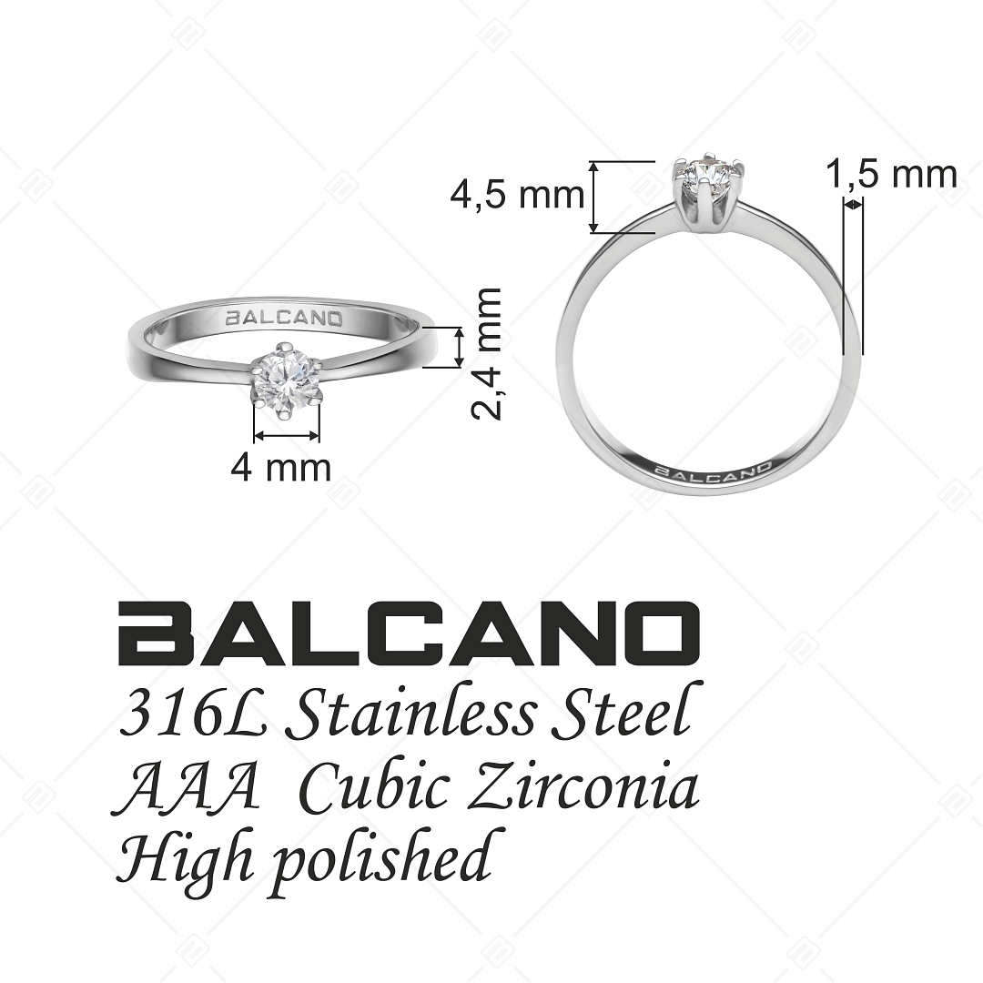 BALCANO - Corona / Szoliter eljegyzési gyűrű magasfényű polírozással és cirkónia drágakővel (030101ZY00)