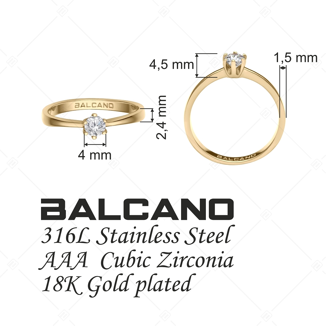 BALCANO - Corona / Szoliter eljegyzési gyűrű 18K arany bevonattal és cirkónia drágakővel (030102ZY00)