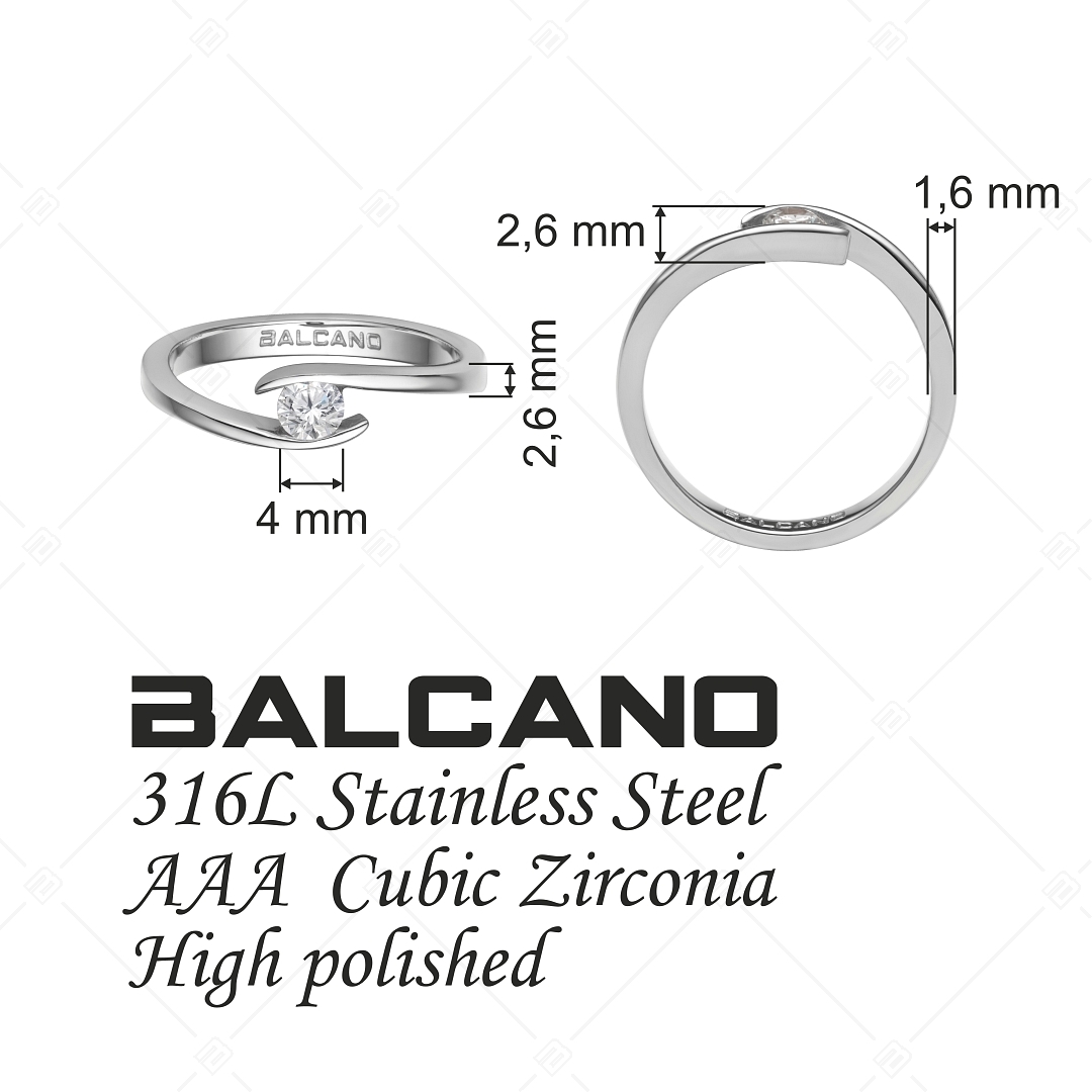 BALCANO - Abrazo / Szoliter eljegyzési gyűrű magasfényű polírozással és cirkónia drágakővel (030104ZY00)