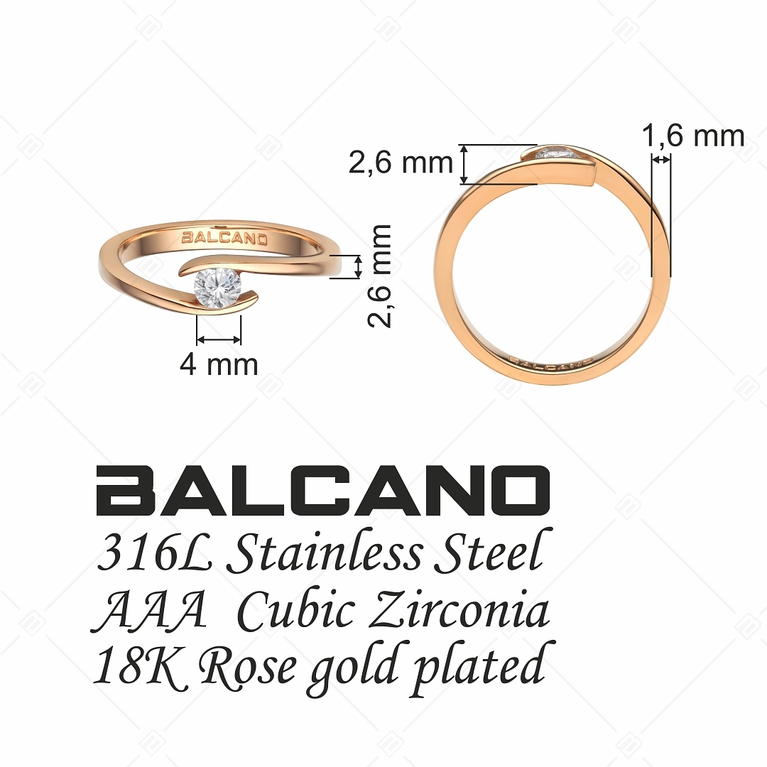 BALCANO - Abrazo / Szoliter eljegyzési gyűrű 18K rozé arany bevonattal és cirkónia drágakővel (030106ZY00)