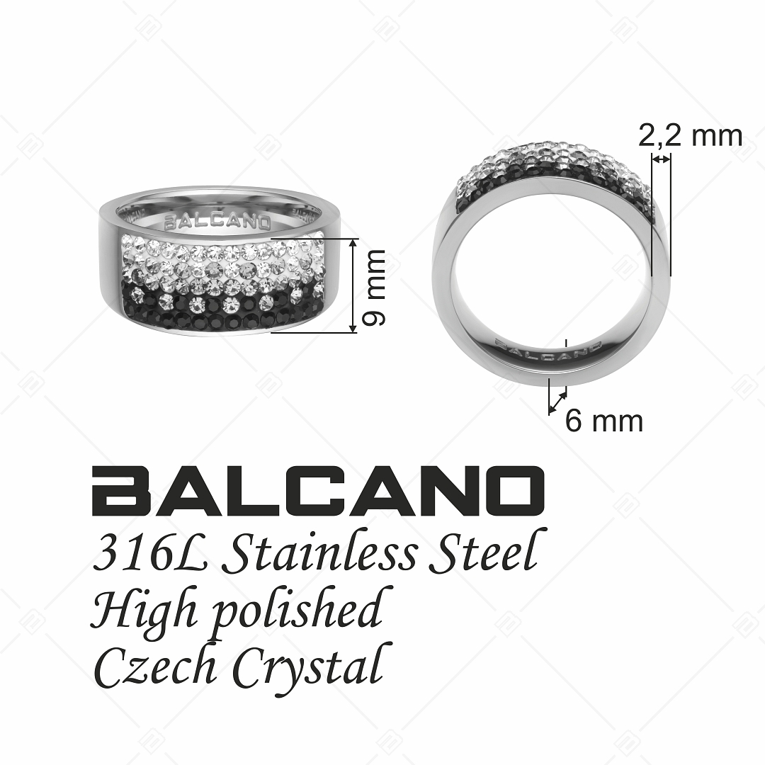 Crystal Dream - Mira / Polírozott nemesacél gyűrű csillogó kristályokkal (041001BC01)