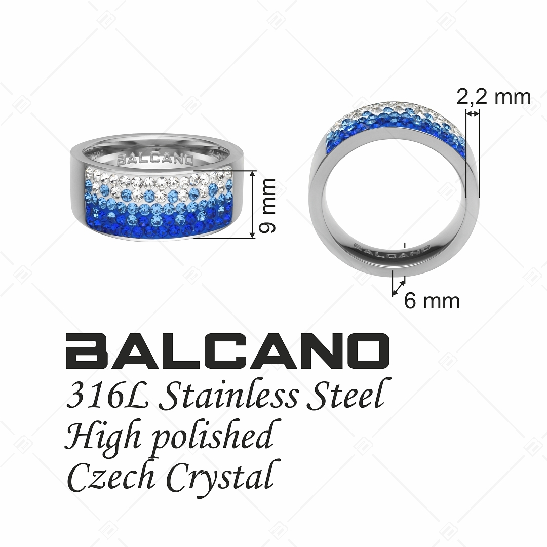BALCANO - Mira / Polírozott nemesacél gyűrű csillogó kristályokkal (041001BC04)