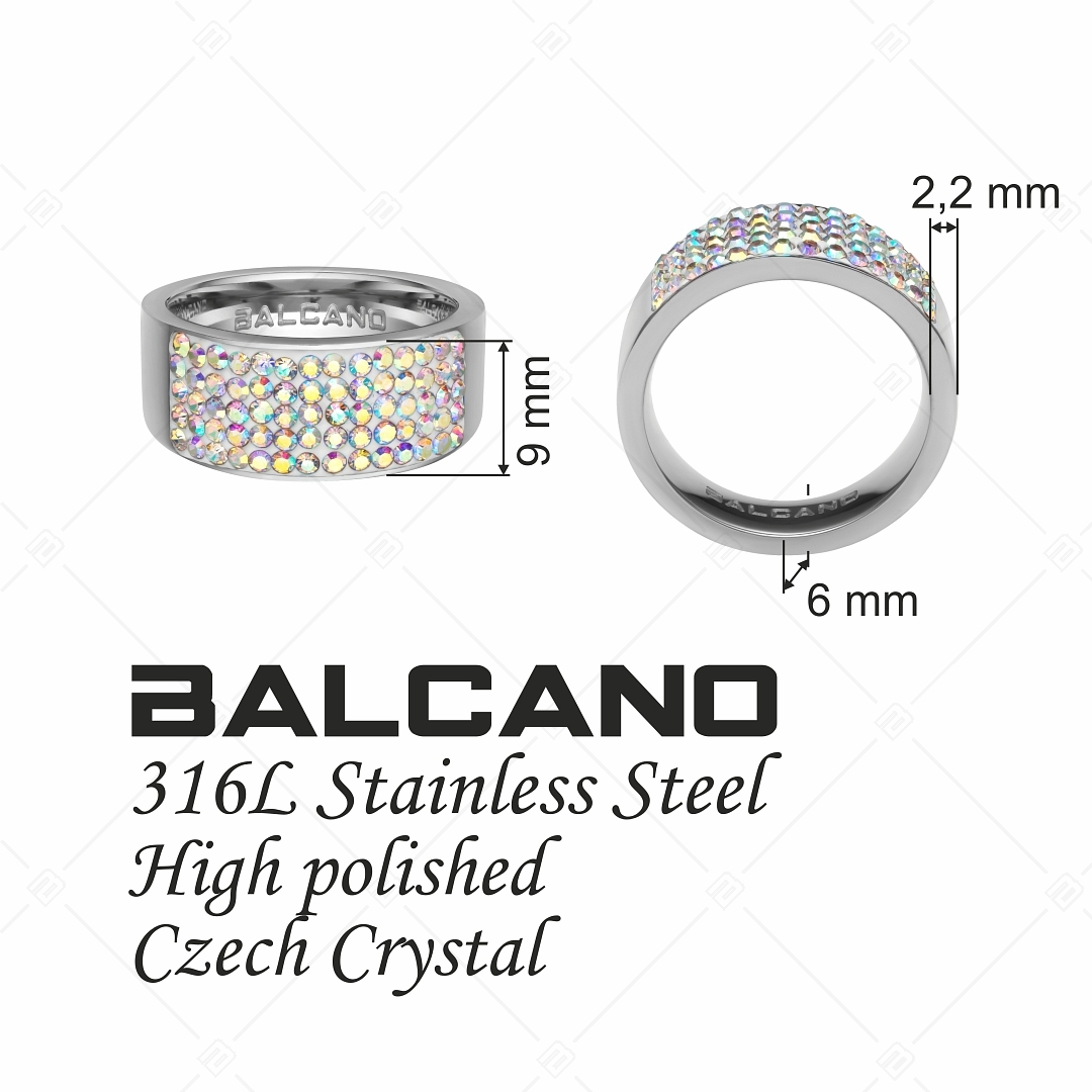 Crystal Dream - Mira / Polírozott nemesacél gyűrű csillogó kristályokkal (041001BC09)