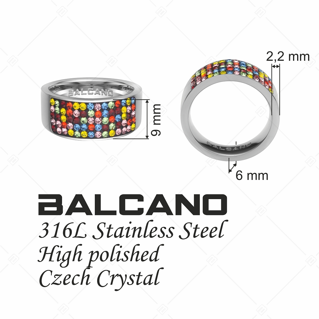 BALCANO - Mira / Polírozott nemesacél gyűrű csillogó kristályokkal (041001BC89)