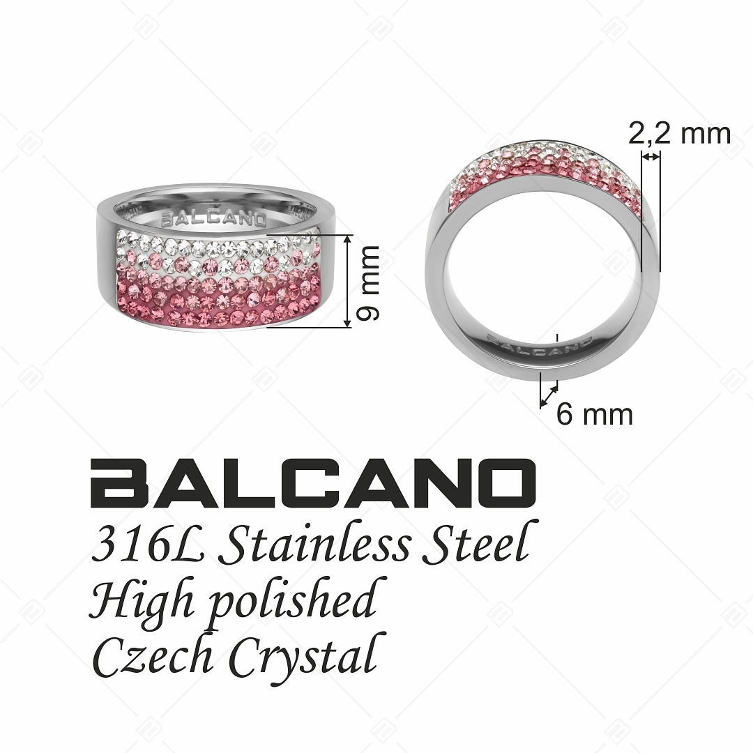 BALCANO - Mira / Polírozott nemesacél gyűrű csillogó kristályokkal (041001BC92)