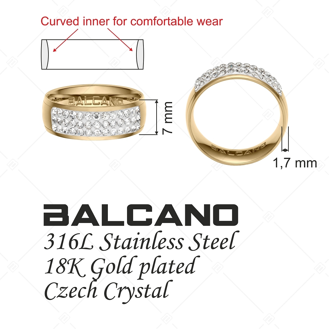 BALCANO - Giulia / 18K arany bevonatú nemesacél gyűrű ragyogó kristályokkal (041105BC88)