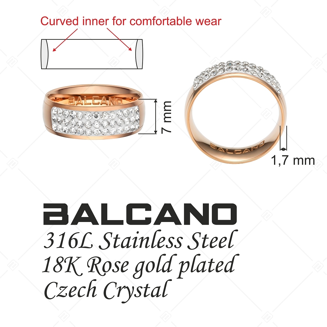 BALCANO - Giulia / 18K rozé arany bevonatú nemesacél gyűrű ragyogó kristályokkal (041105BC96)