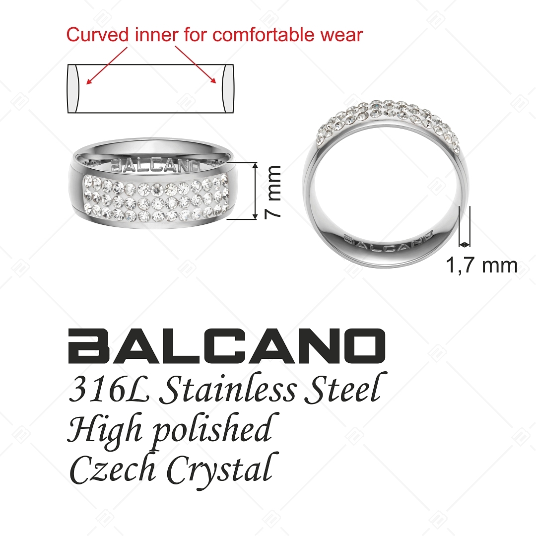 BALCANO - Giulia / Tükörfényesre polírozott nemesacél gyűrű ragyogó kristályokkal (041105BC97)