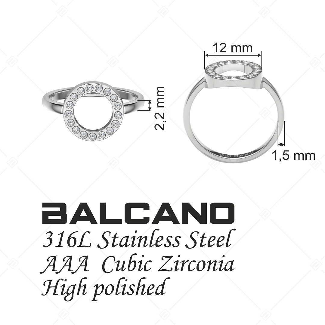 BALCANO - Veronic / Fényesre polírozott kerek fejű gyűrű cirkónia drágakövekkel (041106BC97)