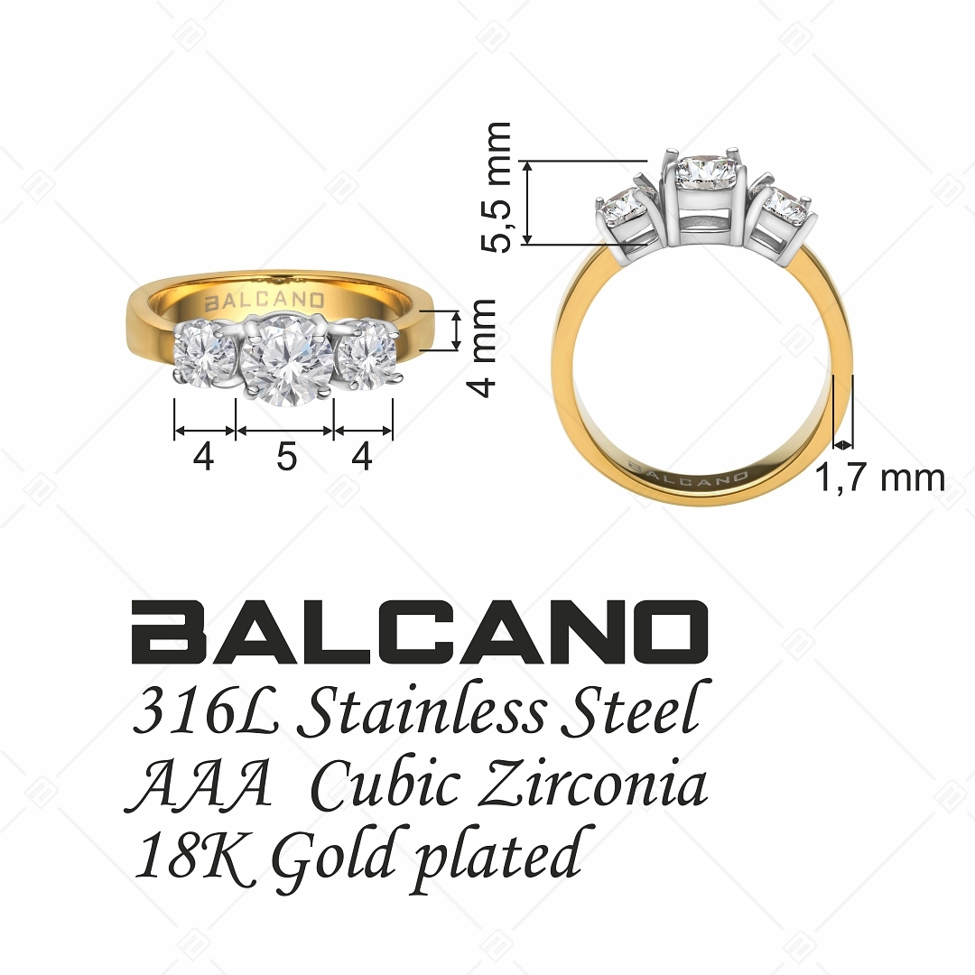 BALCANO - Regina / Három cirkónia drágaköves gyűrű korona foglalatban (041107BC88)