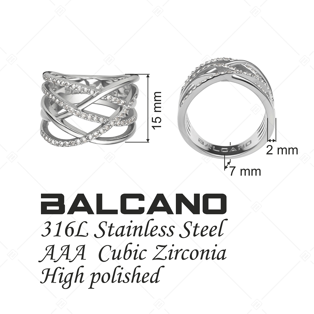 BALCANO - Madonna / Különleges nemesacél gyűrű rengeteg cirkónia drágakővel (041108BC97)