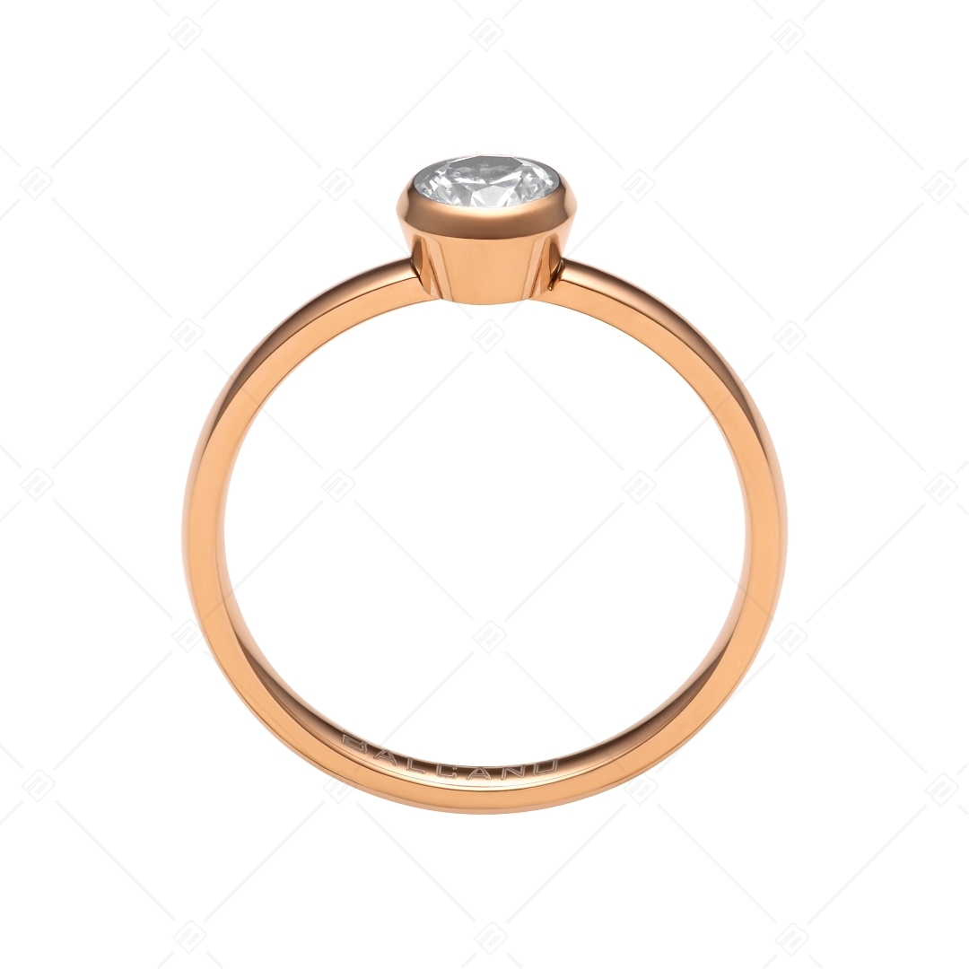 BALCANO - Stella / Kerek cirkónia drágaköves 18K rozé arany bevonatú nemesacél gyűrű (041115BC96)