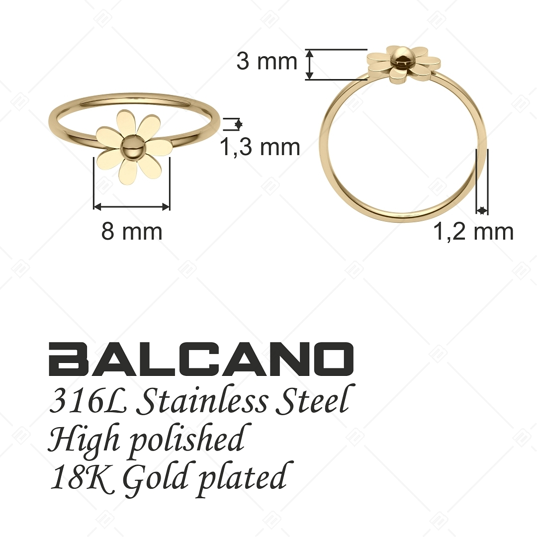 BALCANO - Daisy / Százszorszép alakú nemesacél gyűrű 18K arany bevonattal (041200BC88)