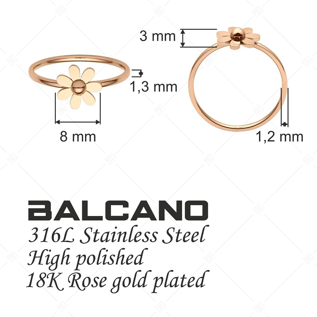 BALCANO - Daisy / Százszorszép alakú nemesacél gyűrű 18K rozé arany bevonattal (041200BC96)