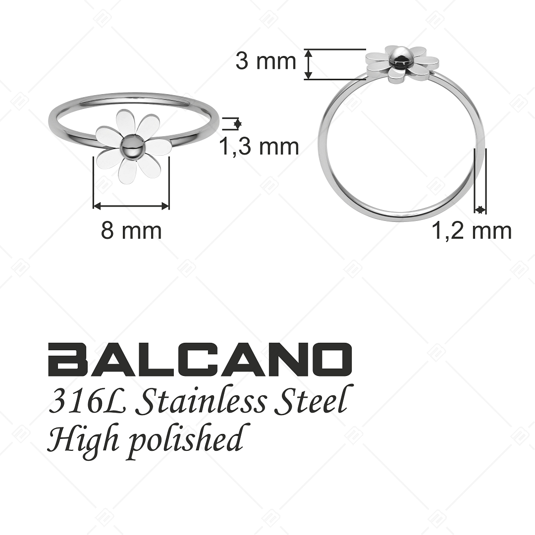 BALCANO - Daisy / Százszorszép alakú nemesacél gyűrű magasfényű polírozással (041200BC97)