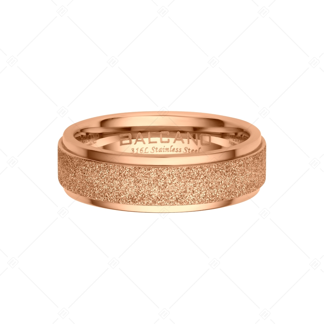 BALCANO - Caprice / Egyedi csillám csiszolású nemesacél gyűrű 18K rozé arany bevonattal (041201BC96)