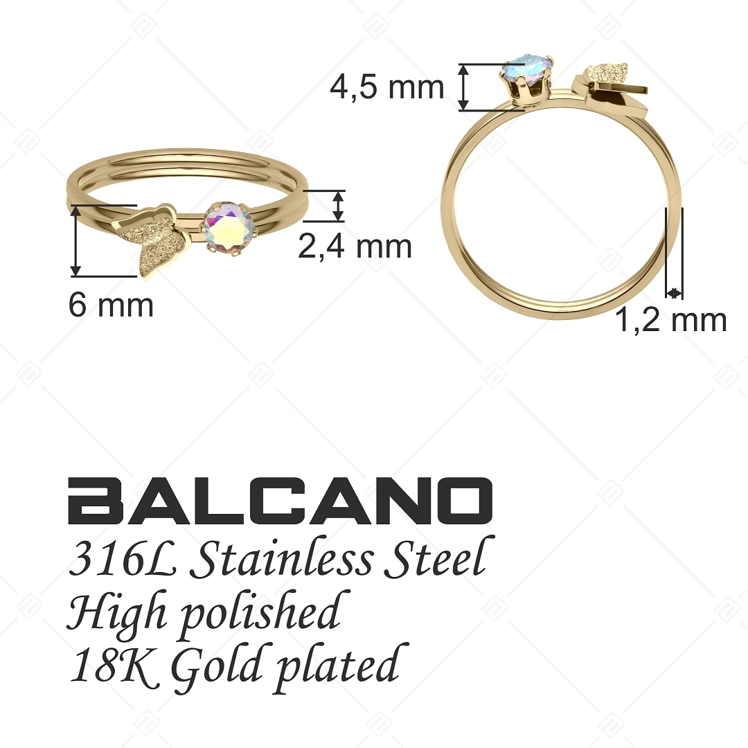 BALCANO - Papillon / Kétrészes 18K arany bevonatú gyűrűszett pillangóval és cirkóniával (041203BC88)