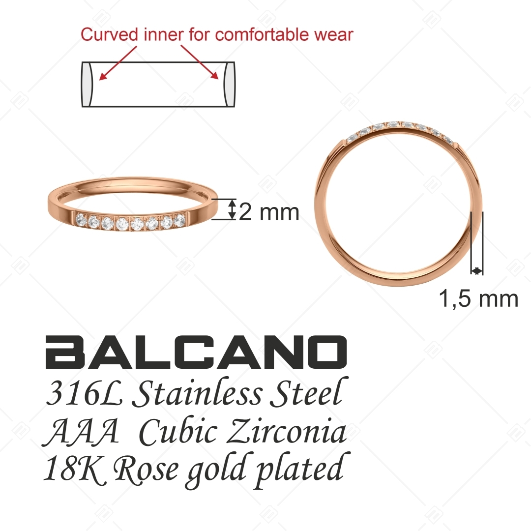 BALCANO - Ella / Vékony cirkónia drágaköves gyűrű, 18K rozé arany bevonattal (041205BC96)