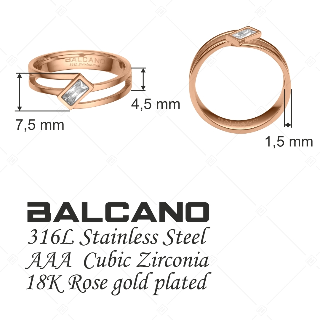 BALCANO - Principessa / Egyedi 18K rozé arany bevonatú gyűrű cirkónia drágakővel (041206BC96)