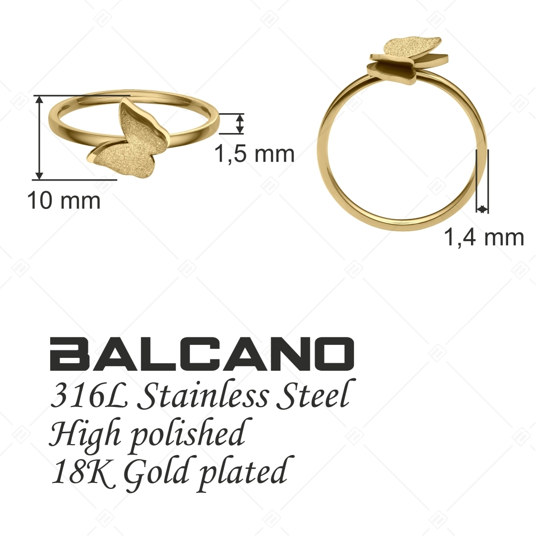 BALCANO - Papillon / Csillámos felületű pillangóval díszített gyűrű 18K arany bevonattal (041207BC88)