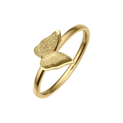 BALCANO - Papillon / Csillámos felületű pillangóval díszített gyűrű 18K arany bevonattal