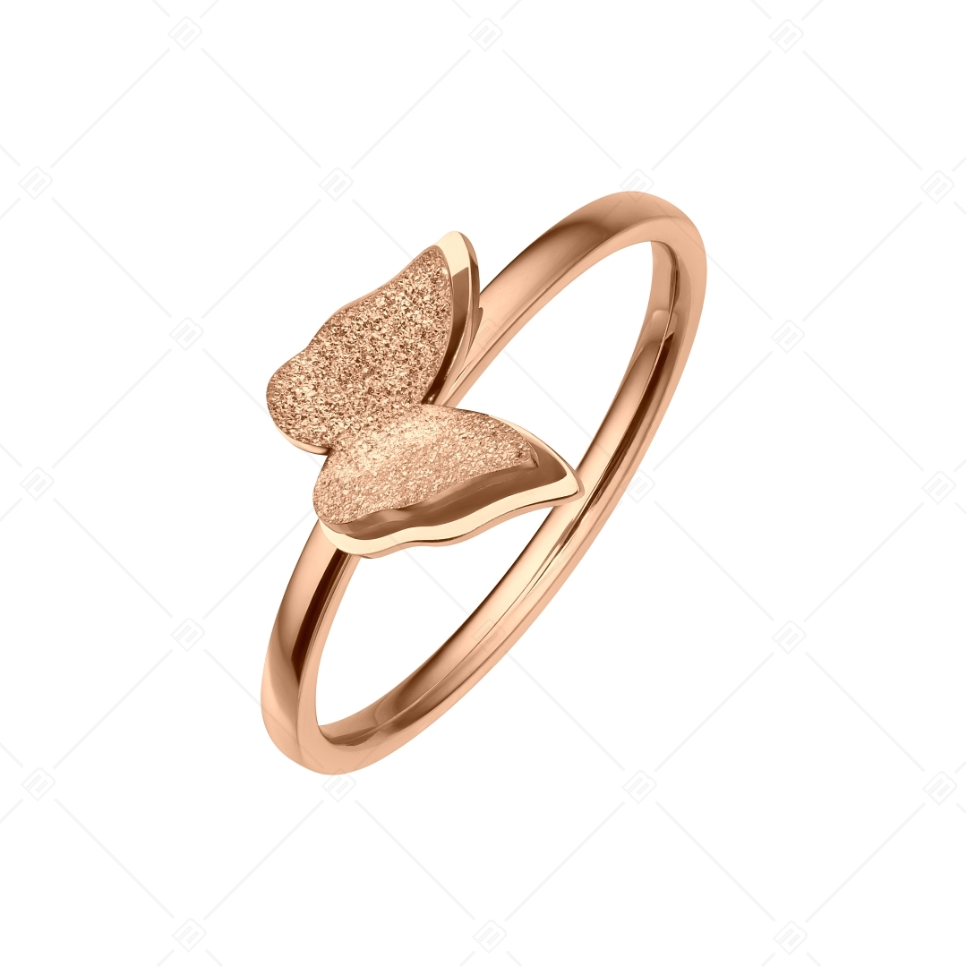 BALCANO - Papillon / Csillámos felületű pillangóval díszített gyűrű 18K rozé arany bevonattal (041207BC96)