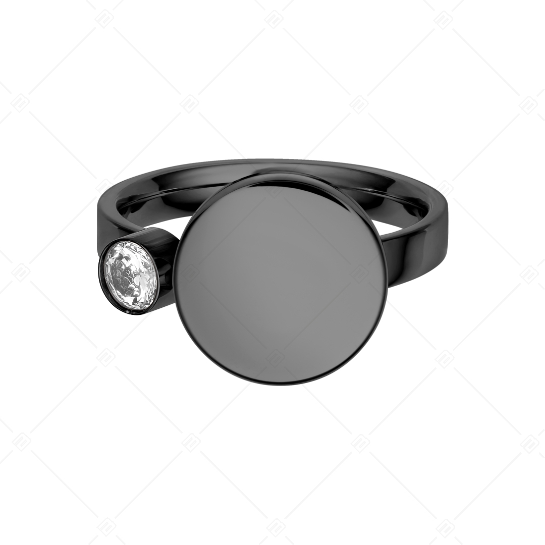 BALCANO - Mila / Gravírozható gyűrű, cirkónia drágakővel, fekete PVD bevonattal (041208BC11)