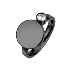 BALCANO - Mila / Gravírozható gyűrű, cirkónia drágakővel, fekete PVD bevonattal